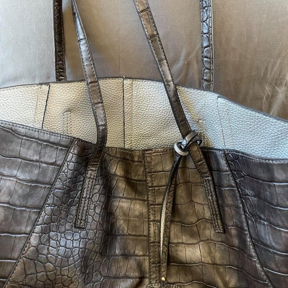 Reversible Gray Snake skin and silver 3 in 1 tote